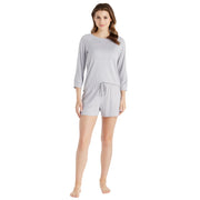 Dream 3/4 Sleeve Boat Neck Top and Short Set Sleepwear & Loungewear Softies Large Heather Grey 