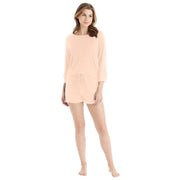 Dream 3/4 Sleeve Boat Neck Top and Short Set Sleepwear & Loungewear Softies Small Apricot 