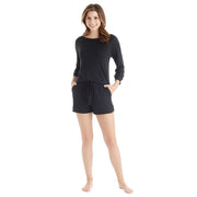 Dream 3/4 Sleeve Boat Neck Top and Short Set Sleepwear & Loungewear Softies Small Black 