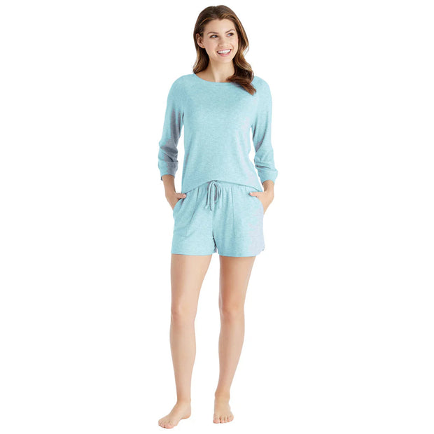 Dream 3/4 Sleeve Boat Neck Top and Short Set Sleepwear & Loungewear Softies Small Surf 