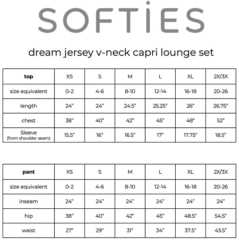Dream Relaxed V-neck with Capri Lounge Set Loungewear Softies 