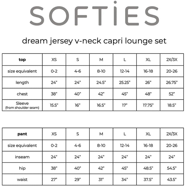 Dream Relaxed V-neck with Capri Lounge Set Loungewear Softies 