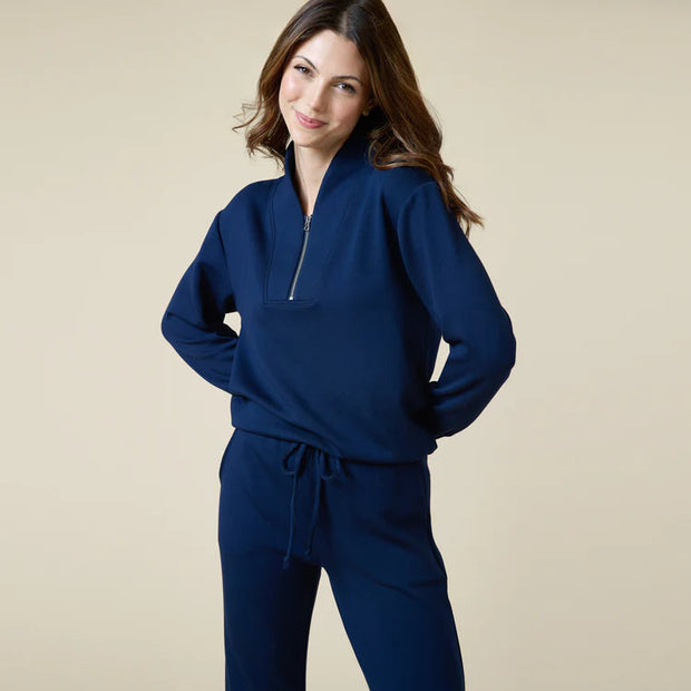 Dream Tech 1/4 Zip Jogger Set Loungewear Softies 2X-3X Midnight 