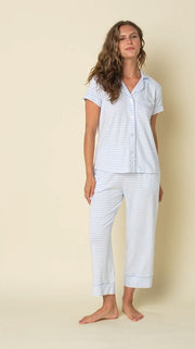 Essential Blue Short Sleeve Capri Pajamas Sleepwear & Loungewear Cats Pajamas 