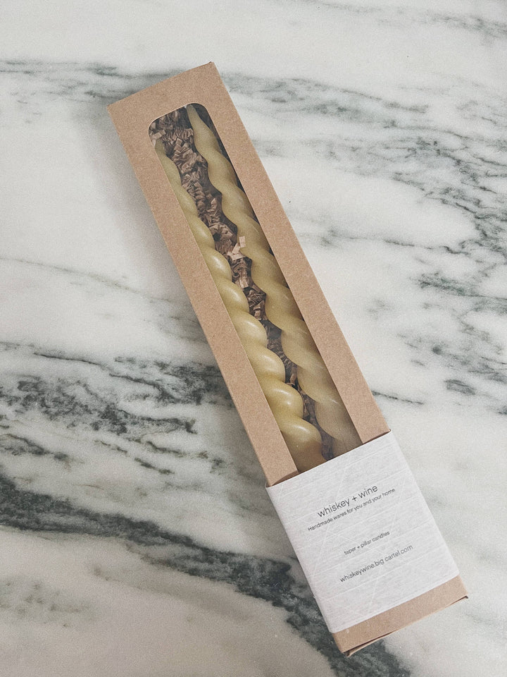 Extra long spiral taper candles Whiskey + Wine 