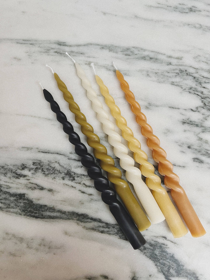 Extra long spiral taper candles Whiskey + Wine 