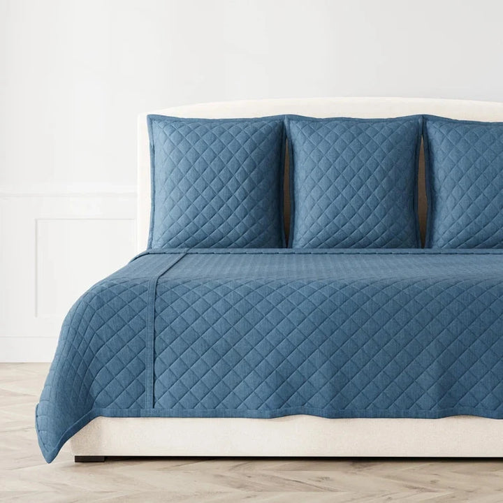 Faux Linen Coverlet Set Bedding Style Ann Gish Indigo Queen 
