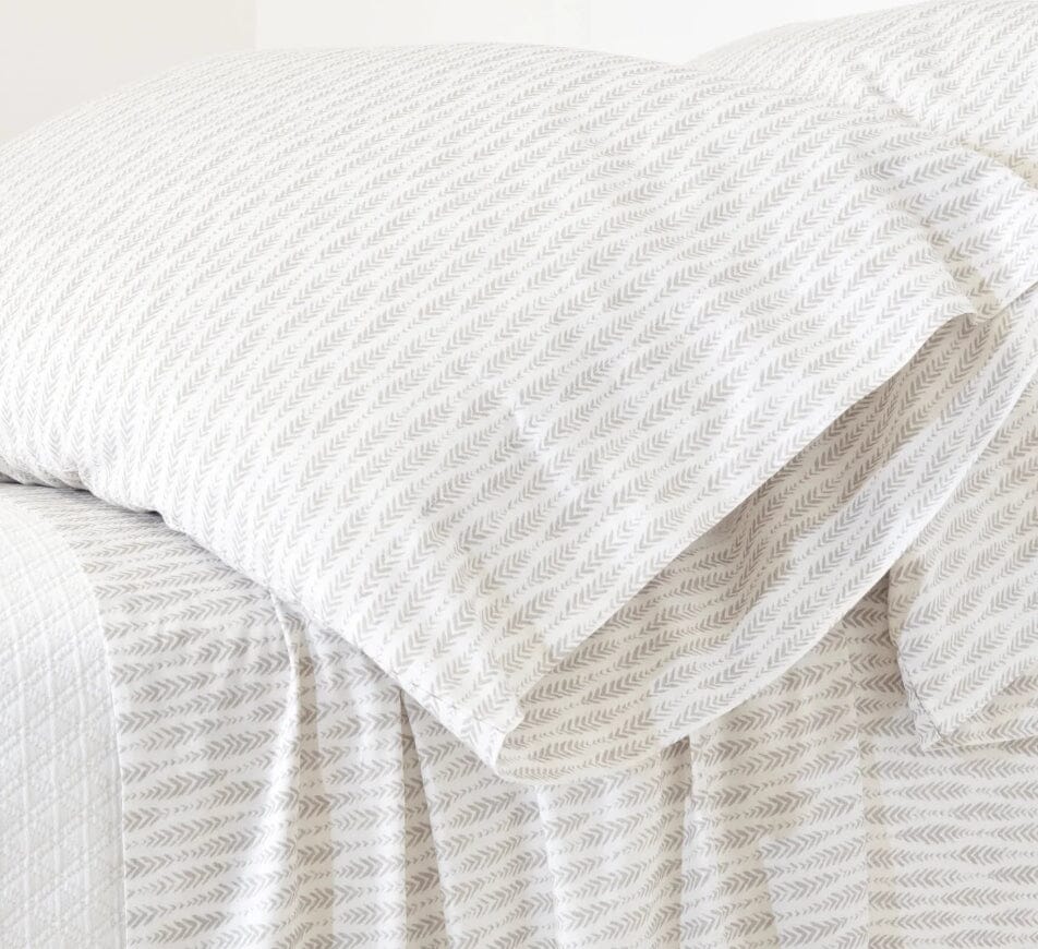 Feather Ogee Sheet Set Bedding Pine Cone Hill Dove Grey Twin 