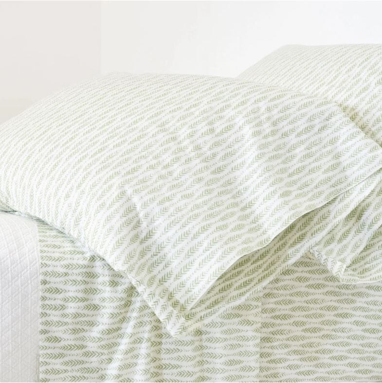 Feather Ogee Sheet Set Bedding Pine Cone Hill Sage Twin 