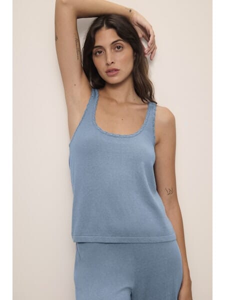 Fine Gauge Tank Sweater Loungewear Eberjey Small Faded Denim 