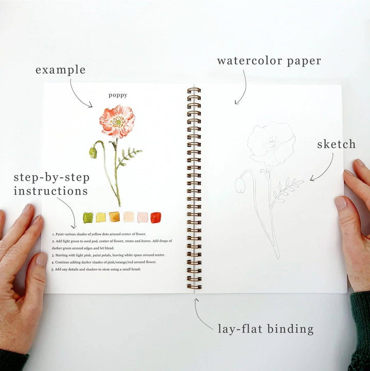Flowers watercolor workbook emily lex studio 