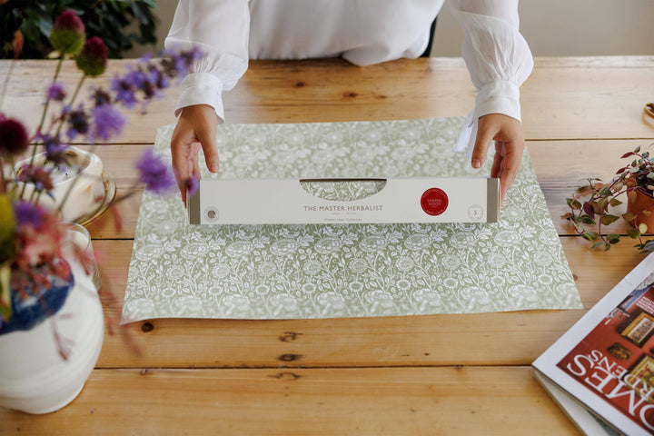 FRESH LINEN SCENTED Drawer Liners in SAGE GREEN William Morris Design The Master Herbalist 