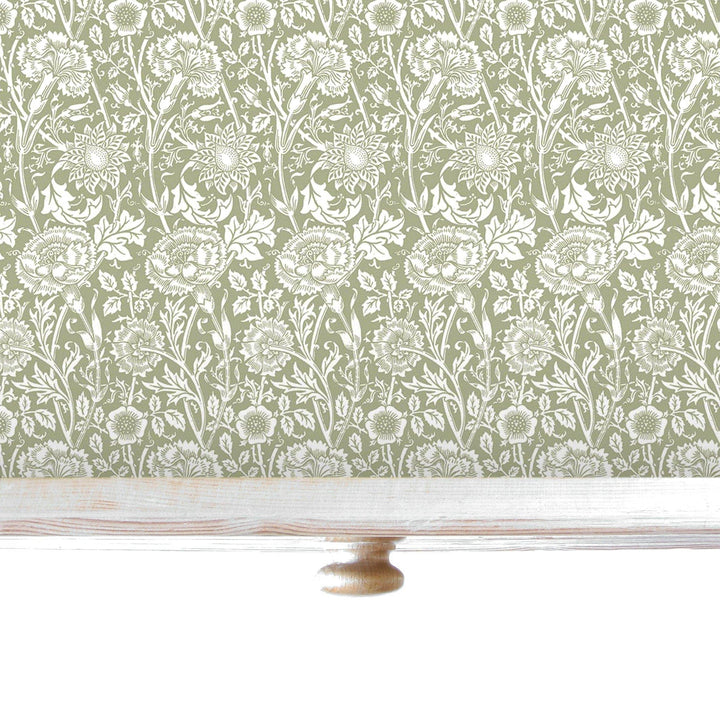 FRESH LINEN SCENTED Drawer Liners in SAGE GREEN William Morris Design The Master Herbalist 