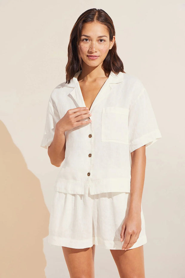 Garment Dyed Linen Short Set Ivory Sleepwear & Loungewear Eberjey 