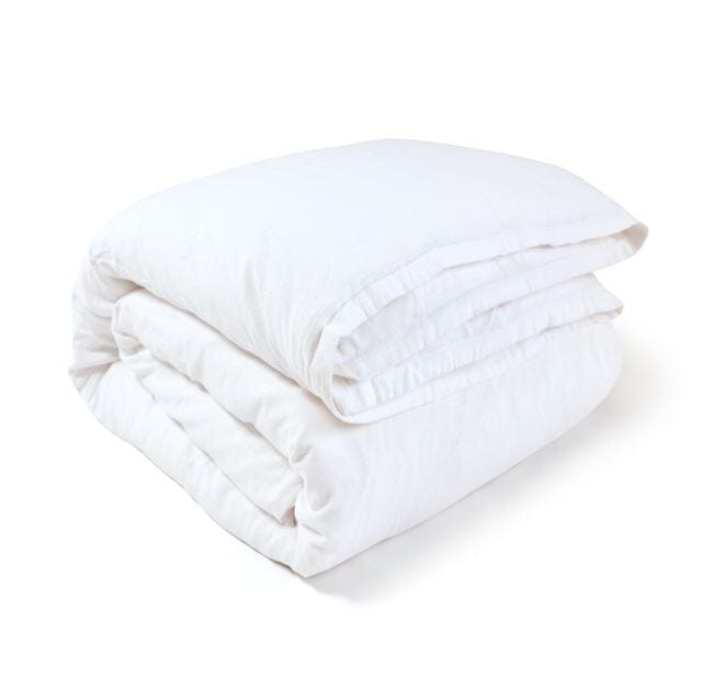 Georgie Bamboo Linen Duvet Cover Bedding - Duvet Covers Pom Pom at Home White Full/Queen 