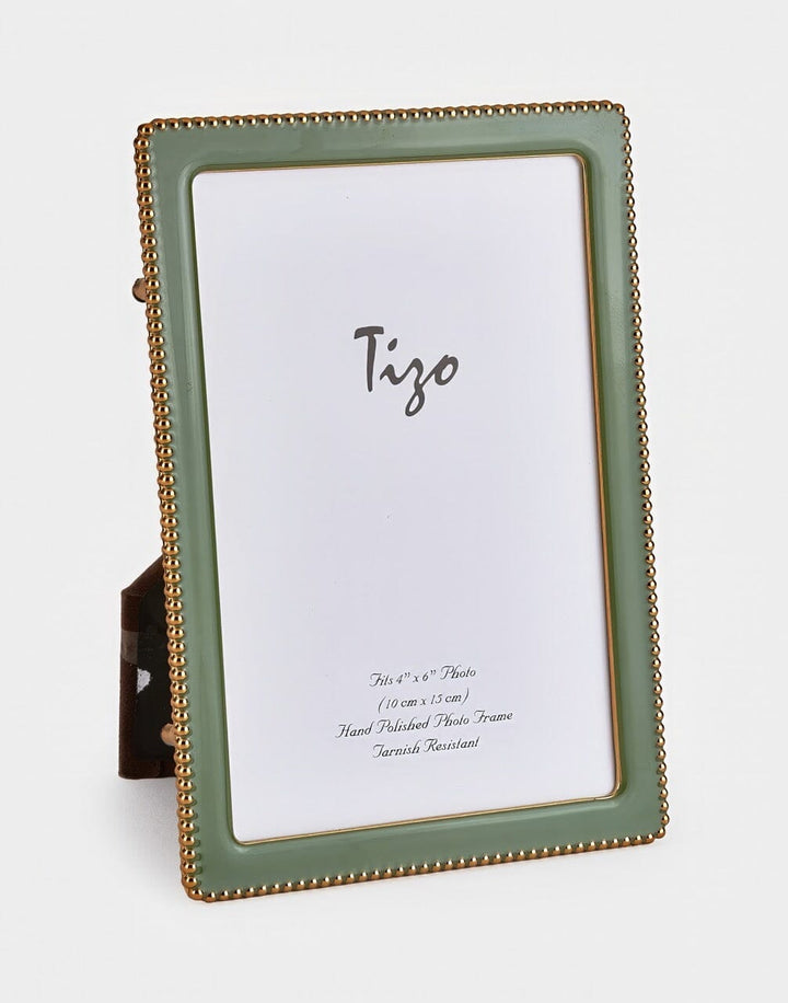 Gold Beaded Enamel Frame Gifts Tizo Green 4x6 