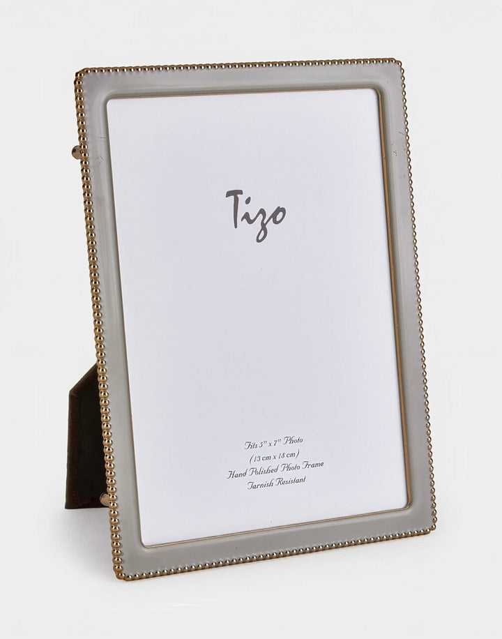 Gold Beaded Enamel Frame Gifts Tizo Taupe 4x6 