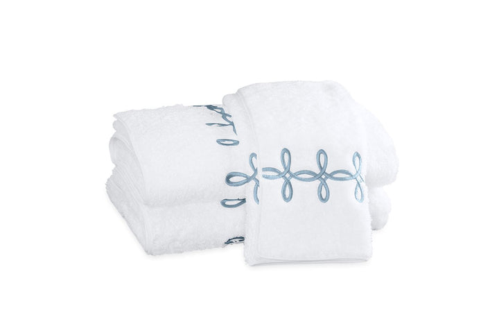 Gordian Knot Hand Towel Bath Linens Matouk Hazy Blue 