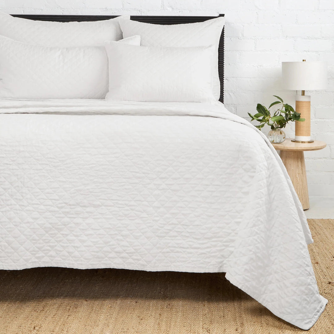 Hampton Twin Coverlet Bedding Style Pom Pom at Home White 