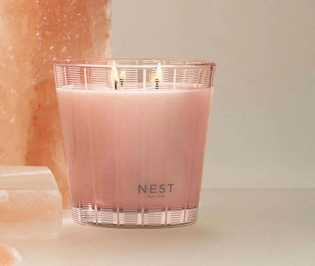 Himalayan Salt Rosewater 3 Wick Candle Candle Nest 