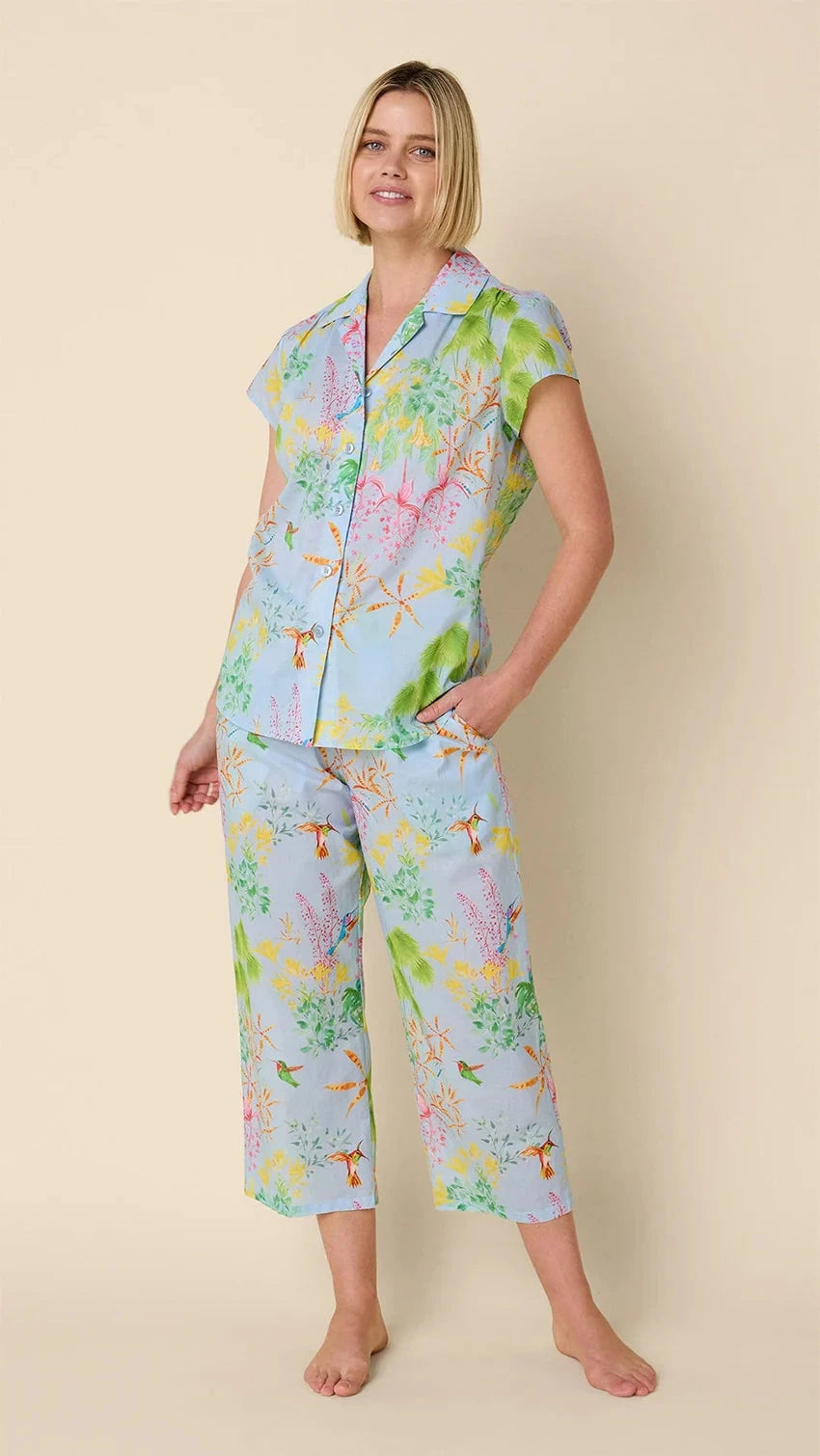 Hummingbird Voile Capri Set Sleepwear Cats Pajamas 