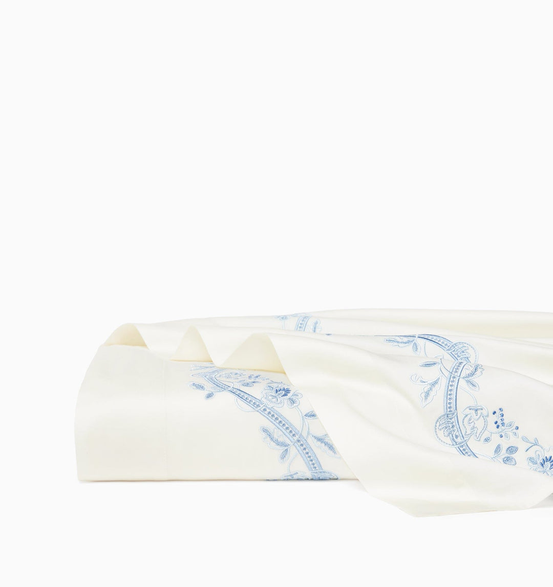 Isabella Flat Sheet Bedding Style Sferra Ivory/Sea Full/Queen 