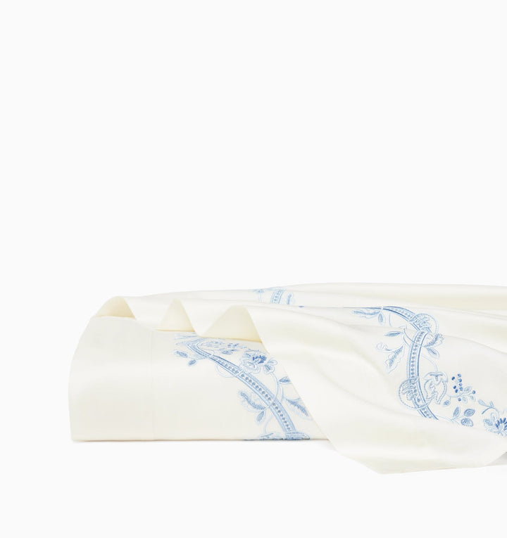 Isabella Flat Sheet Bedding Style Sferra Ivory/Sea Full/Queen 