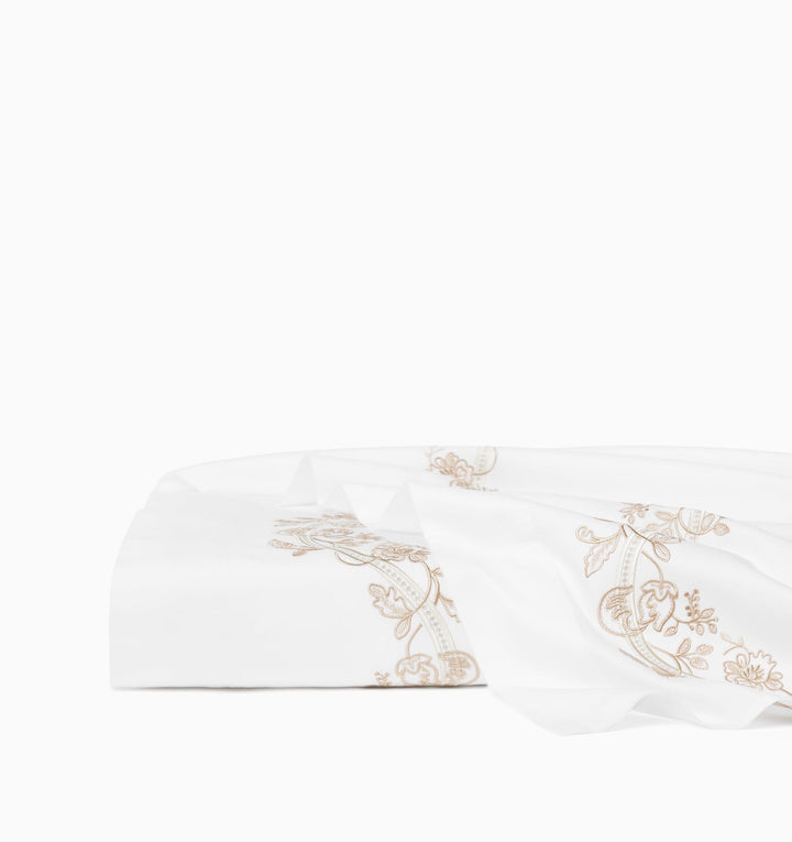 Isabella Flat Sheet Bedding Style Sferra White/Sand Full/Queen 