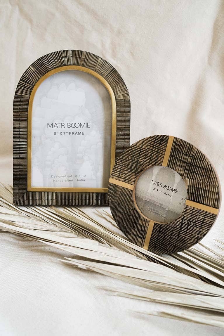 Kerala 3x3 Picture Frame - Carved Horn, Brass Inlay Matr Boomie Fair Trade 