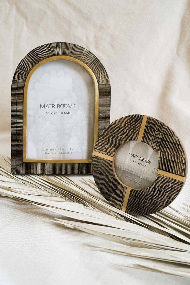 Kerala 3x3 Picture Frame - Carved Horn, Brass Inlay Matr Boomie Fair Trade 