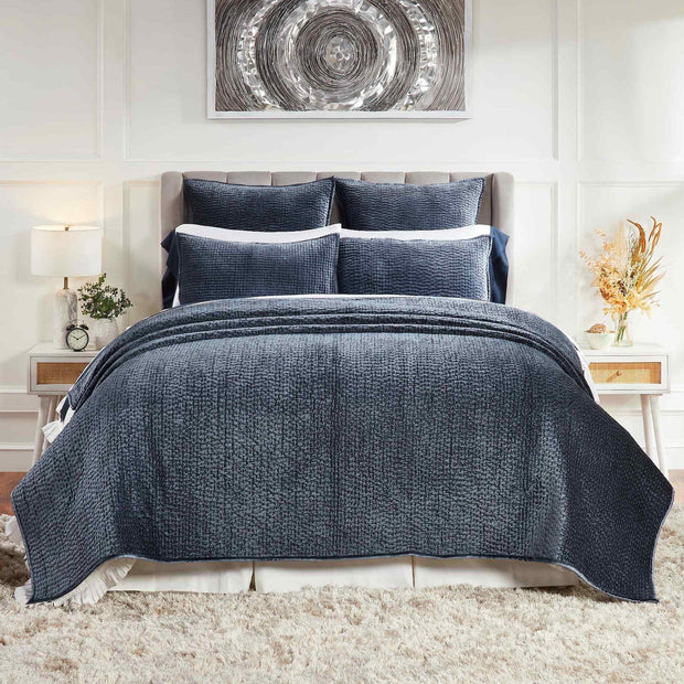 Laguna King Sham Bedding Orchids Lux Home Navy 