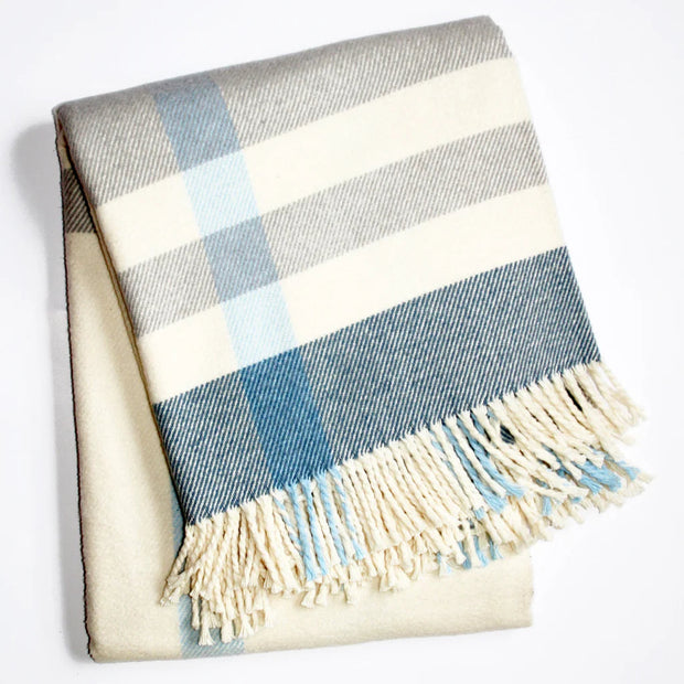 Large Plaid Blanket Blankets Apparel Solutions/A Soft Idea Cream/Blue 