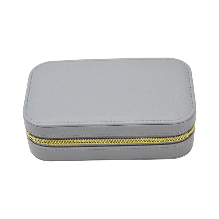 Leah Rectangle Travel Jewelry Case Brouk and Co. Light Grey 