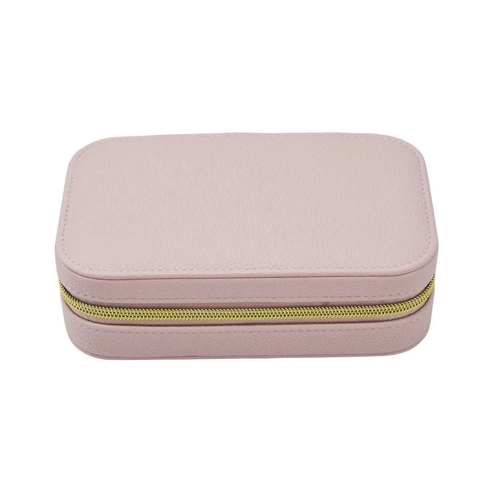 Leah Rectangle Travel Jewelry Case Brouk and Co. Pale Pink 