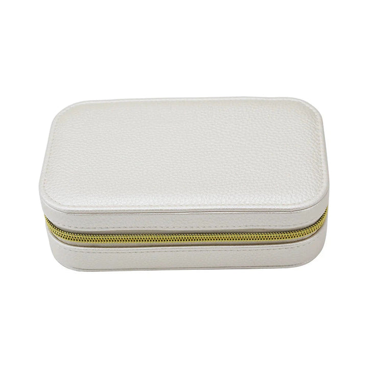 Leah Rectangle Travel Jewelry Case Brouk and Co. Pearl White 