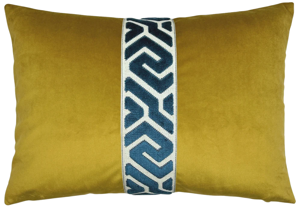 Lennon Pillow 14x20 Decorative Pillow Piper-Collection Admiral/Brass 