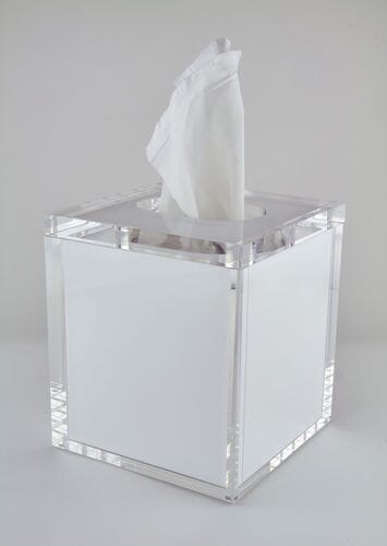 Lucite Tissue Box Cover with White Liner Bath Accessories Tizo 