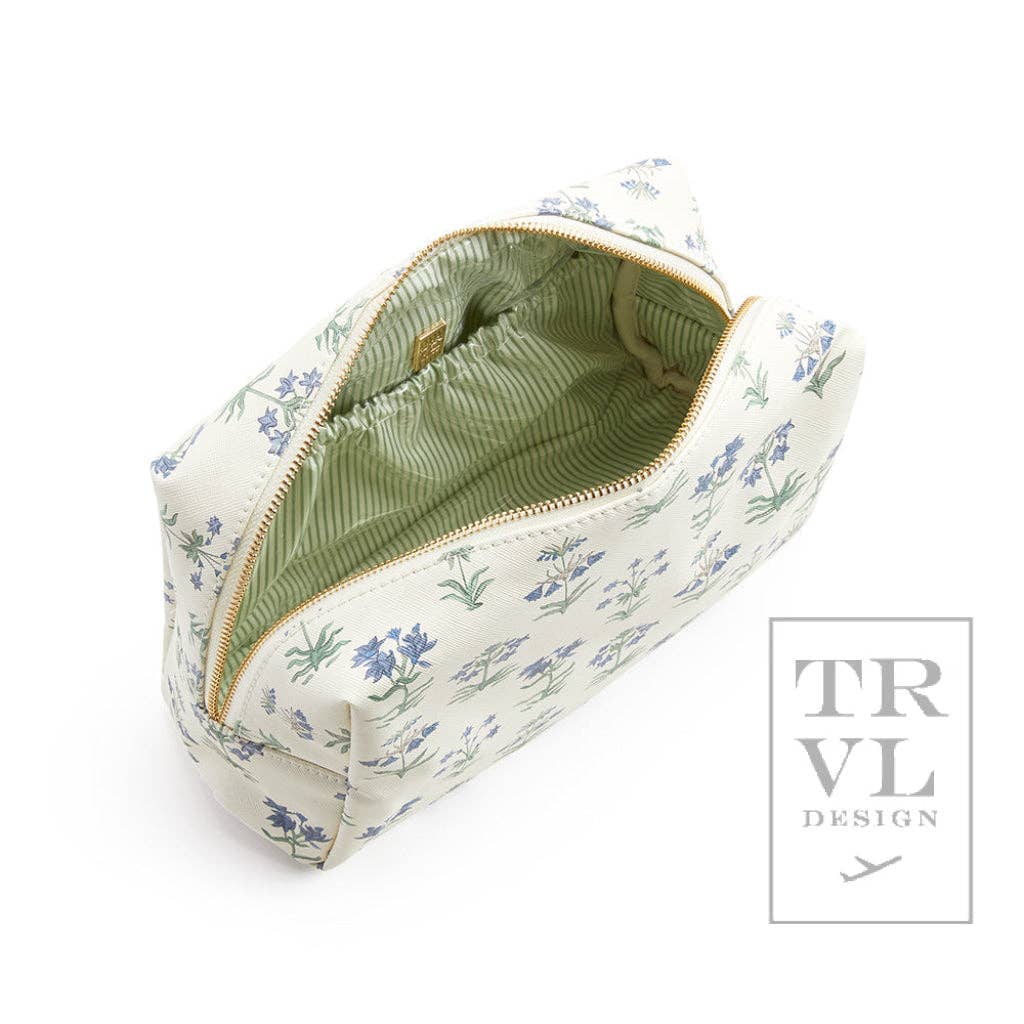Luxe Cosmetic Bag Everyday Provence With Green Pinstripe TRVL Design 