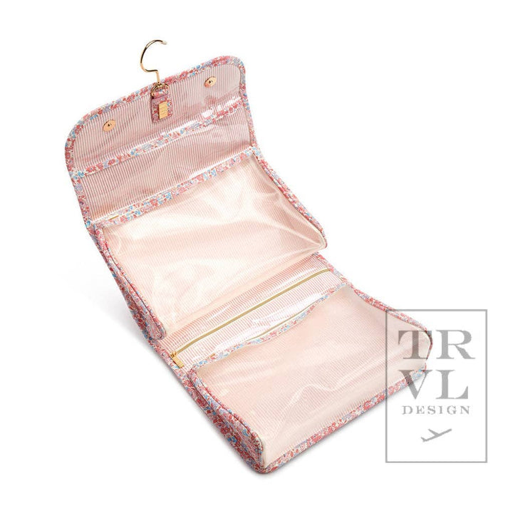 Luxe Hanging Toiletry Case Marseille With Pink Pinstripe TRVL Design 