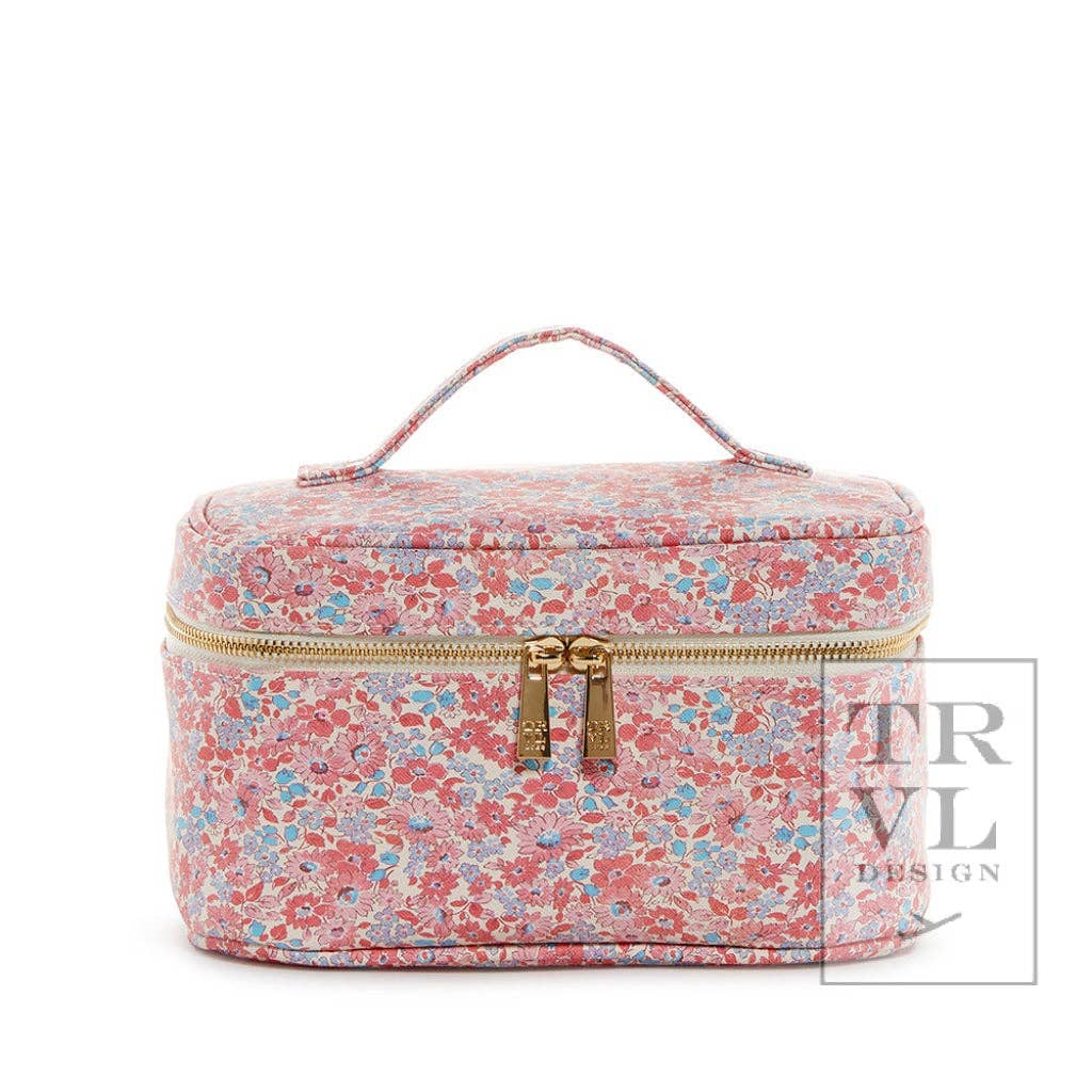 Luxe Marseille Train 2 - Cosmetic Bag With Pink Pinstripe TRVL Design 
