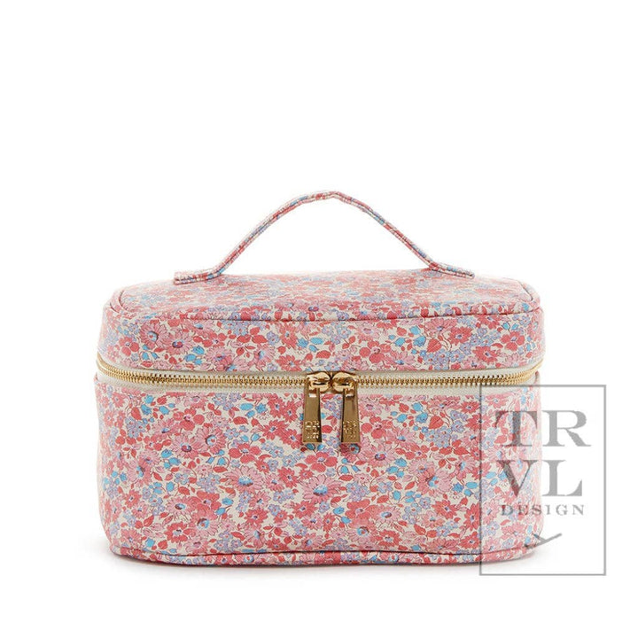 Luxe Marseille Train 2 - Cosmetic Bag With Pink Pinstripe TRVL Design 