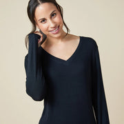 Natalie Classic V-Neck Nightgown Sleepwear & Loungewear Softies X-Small Black 