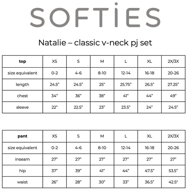 Natalie Classic V-Neck PJ Set Sleepwear & Loungewear Softies 