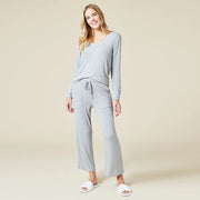 Natalie Classic V-Neck PJ Set Sleepwear & Loungewear Softies Medium Grey 