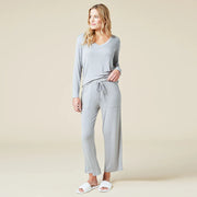 Natalie Classic V-Neck PJ Set Sleepwear & Loungewear Softies X-Small Grey 