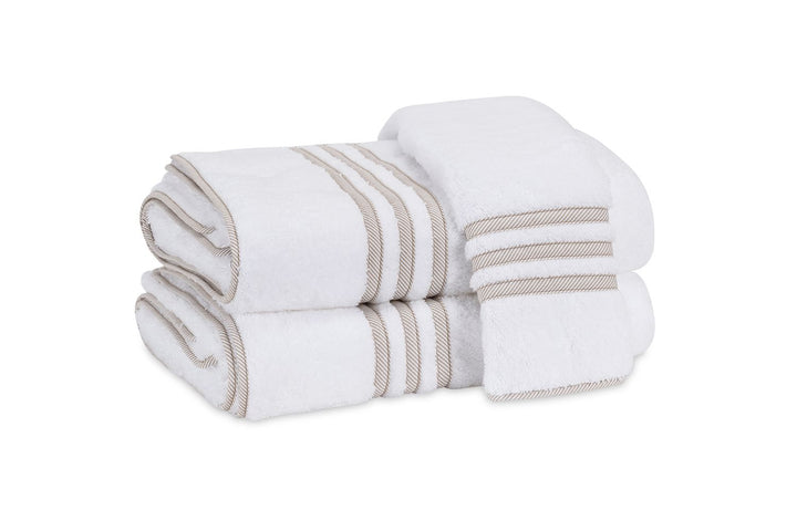 Newport Wash Cloth Bath Linens Matouk Tan Stripe 