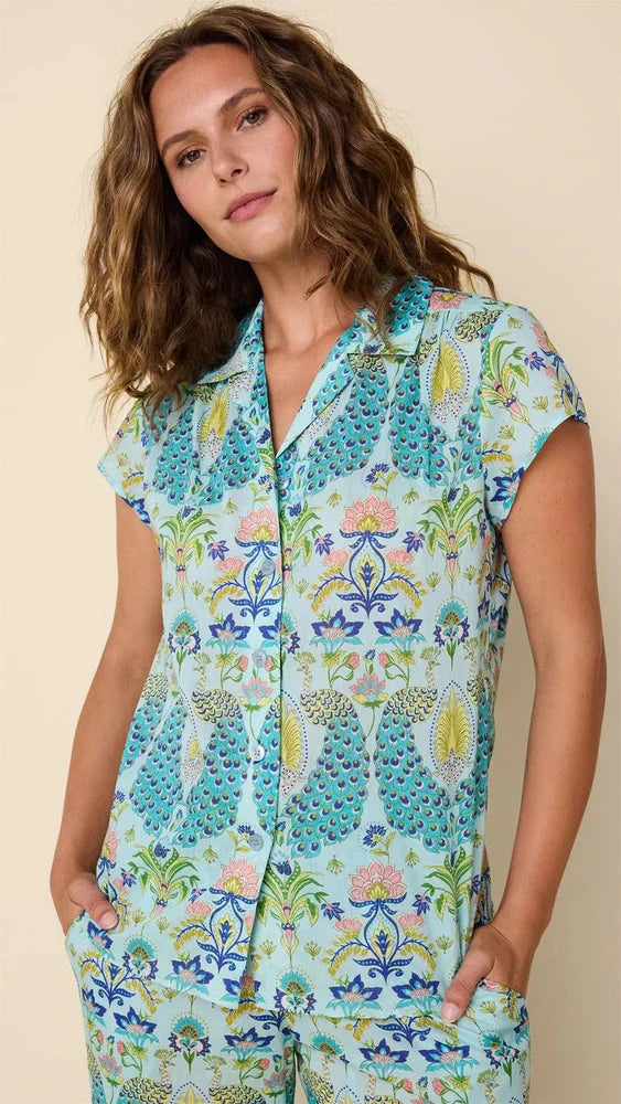 Peacock Voile Capri Set Sleepwear Cats Pajamas 