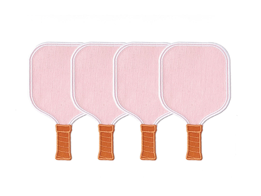Pink Pickleball Paddle Linen Cocktail Napkins - Set of 4 House of Gleason 