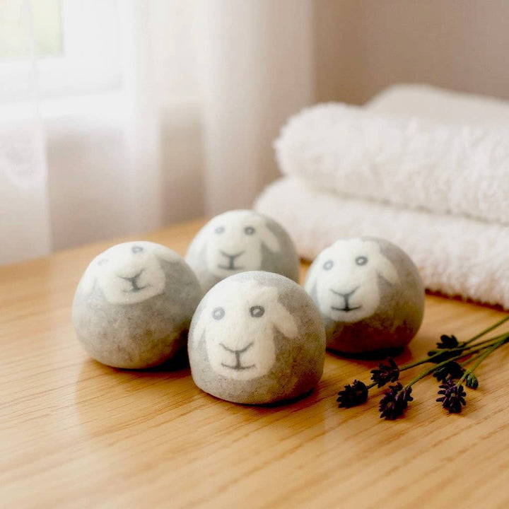 Pure Wool Laundry Drying Balls, Reusable Anti-Static Butterfly&Bee Grey Sheep 