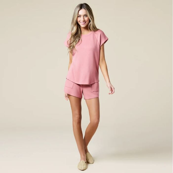 PureDream Short Raglan Crew Neck Short Set Copper Rose Sleepwear & Loungewear Softies 
